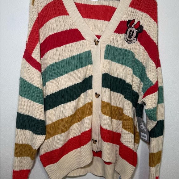 DISNEY  Park Minnie Mouse Multicolor Striped Cardigan Sweater Women size 1X - Picture 11 of 11